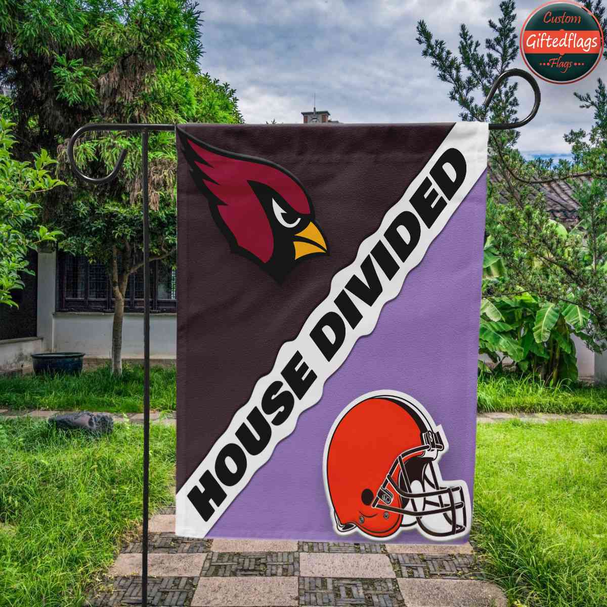 Arizona Cardinals vs. Cleveland Browns House Divided Flag, Cardinals House Divided Flag Arizona Cardinals vs. Cleveland Browns House Divided Flag, Cardinals House Divided Flag