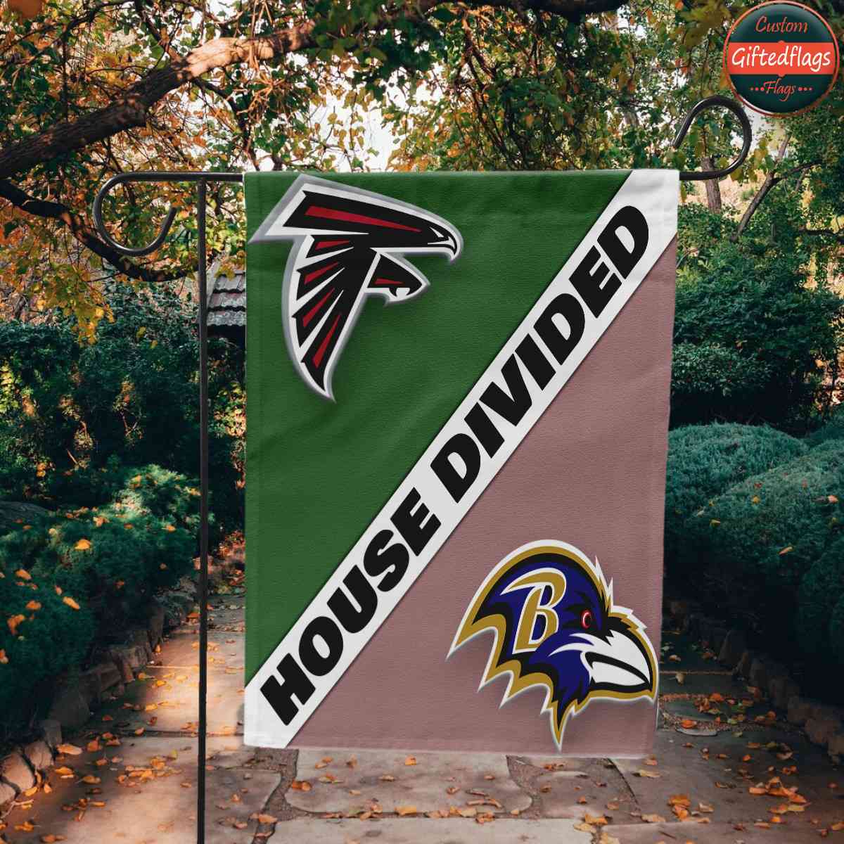 Atlanta Falcons vs. Baltimore Ravens House Divided Flag, Falcons House Divided Flag Atlanta Falcons vs. Baltimore Ravens House Divided Flag, Falcons House Divided Flag