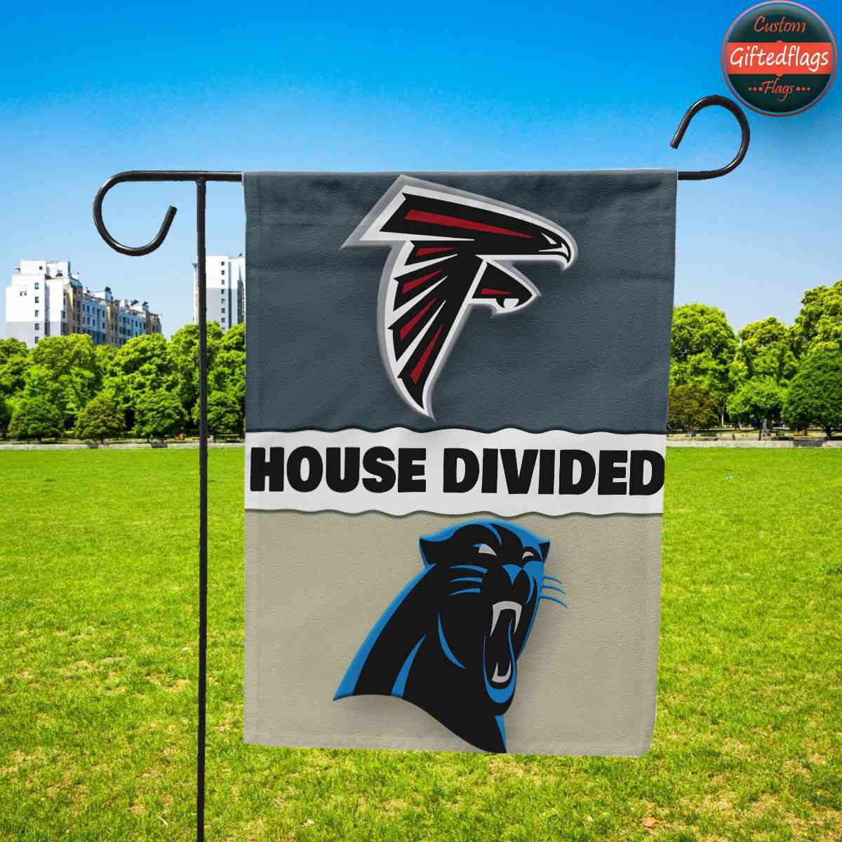 Atlanta Falcons vs. Carolina Panthers House Divided Flag, Falcons House Divided Flag Atlanta Falcons vs. Carolina Panthers House Divided Flag, Falcons House Divided Flag