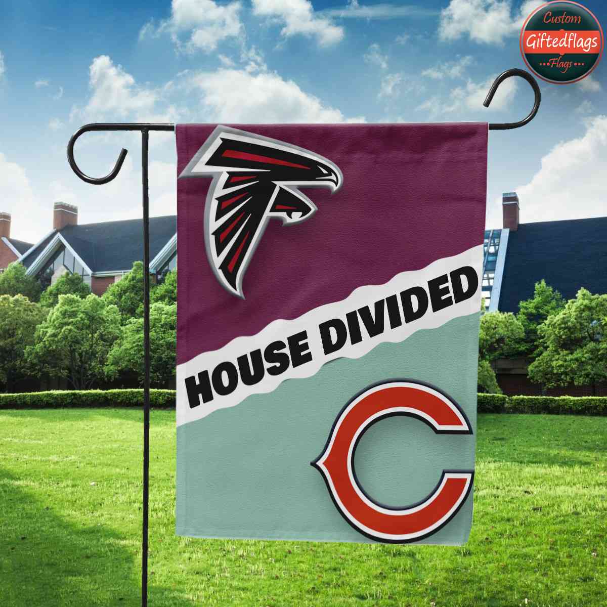 Atlanta Falcons vs. Chicago Bears House Divided Flag, Falcons House Divided Flag Atlanta Falcons vs. Chicago Bears House Divided Flag, Falcons House Divided Flag