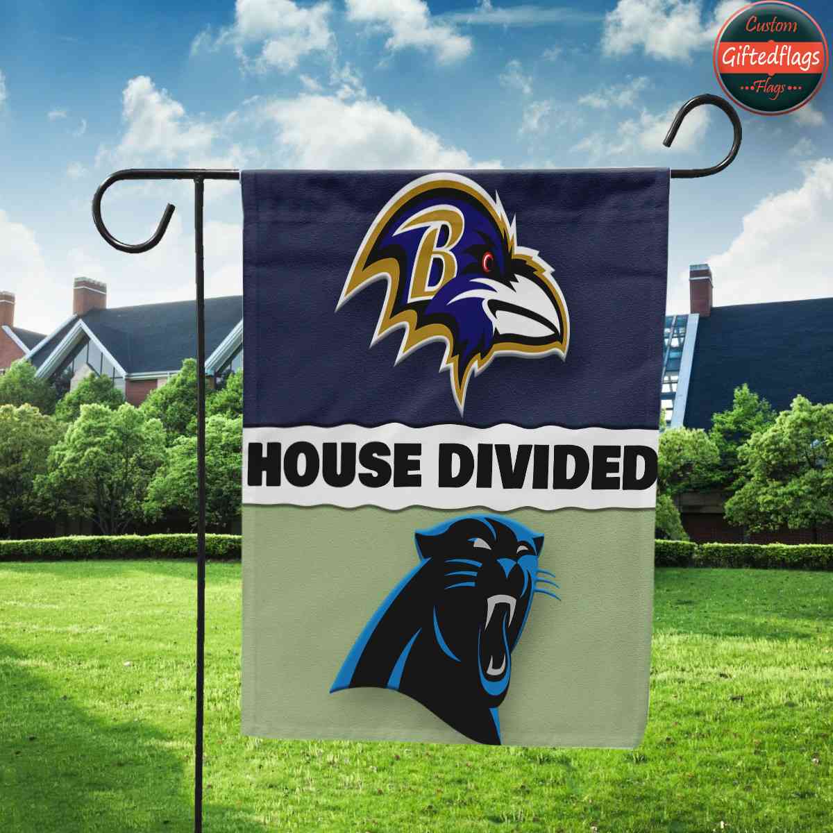 Baltimore Ravens vs. Carolina Panthers House Divided Flag, Ravens House Divided Flag Baltimore Ravens vs. Carolina Panthers House Divided Flag, Ravens House Divided Flag