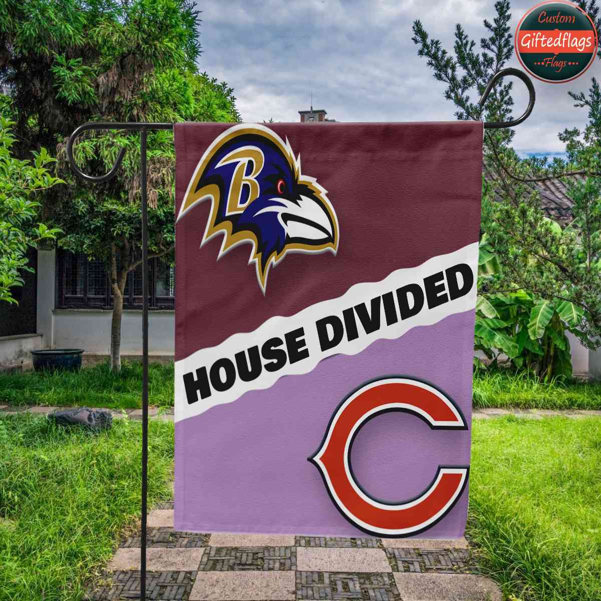 Baltimore Ravens vs. Chicago Bears House Divided Flag, Ravens House Divided Flag Baltimore Ravens vs. Chicago Bears House Divided Flag, Ravens House Divided Flag