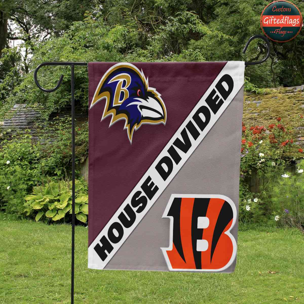 Baltimore Ravens vs. Cincinnati Bengals House Divided Flag, Ravens House Divided Flag Baltimore Ravens vs. Cincinnati Bengals House Divided Flag, Ravens House Divided Flag