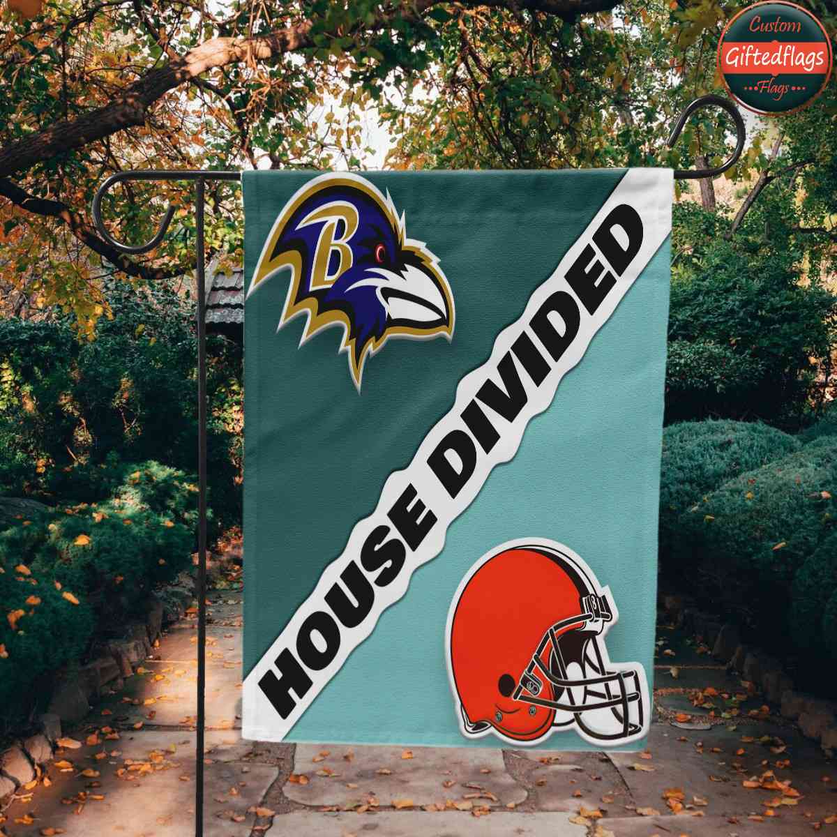 Baltimore Ravens vs. Cleveland Browns House Divided Flag, Ravens House Divided Flag Baltimore Ravens vs. Cleveland Browns House Divided Flag, Ravens House Divided Flag