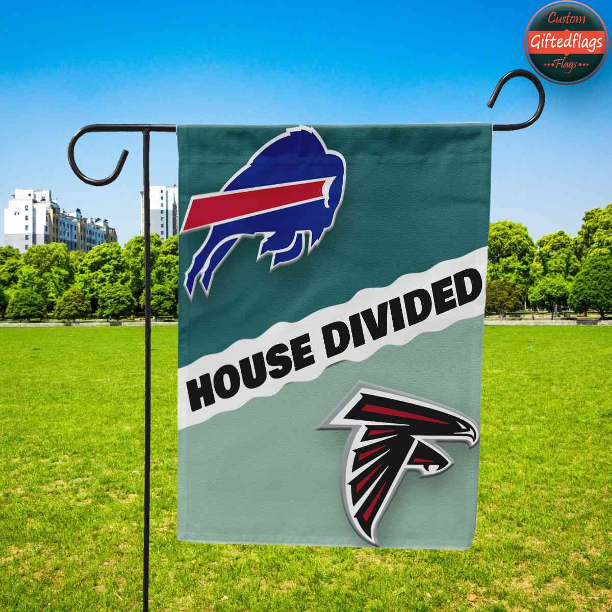 Buffalo Bills vs. Atlanta Falcons House Divided Flag, Bills House Divided Flag Buffalo Bills vs. Atlanta Falcons House Divided Flag, Bills House Divided Flag