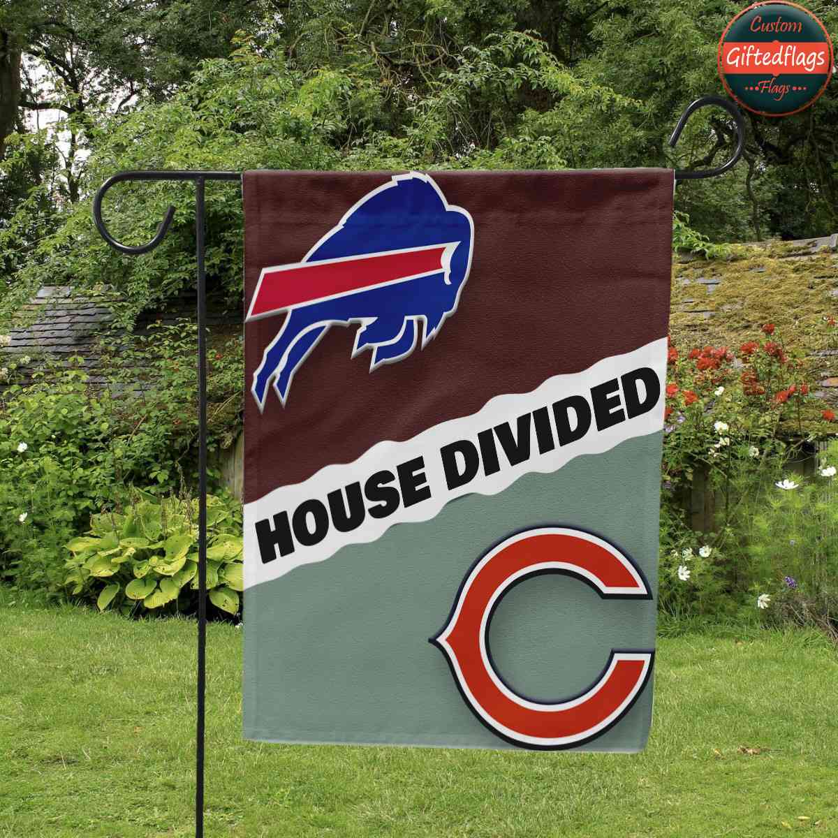 Buffalo Bills vs. Chicago Bears House Divided Flag, Bills House Divided Flag Buffalo Bills vs. Chicago Bears House Divided Flag, Bills House Divided Flag