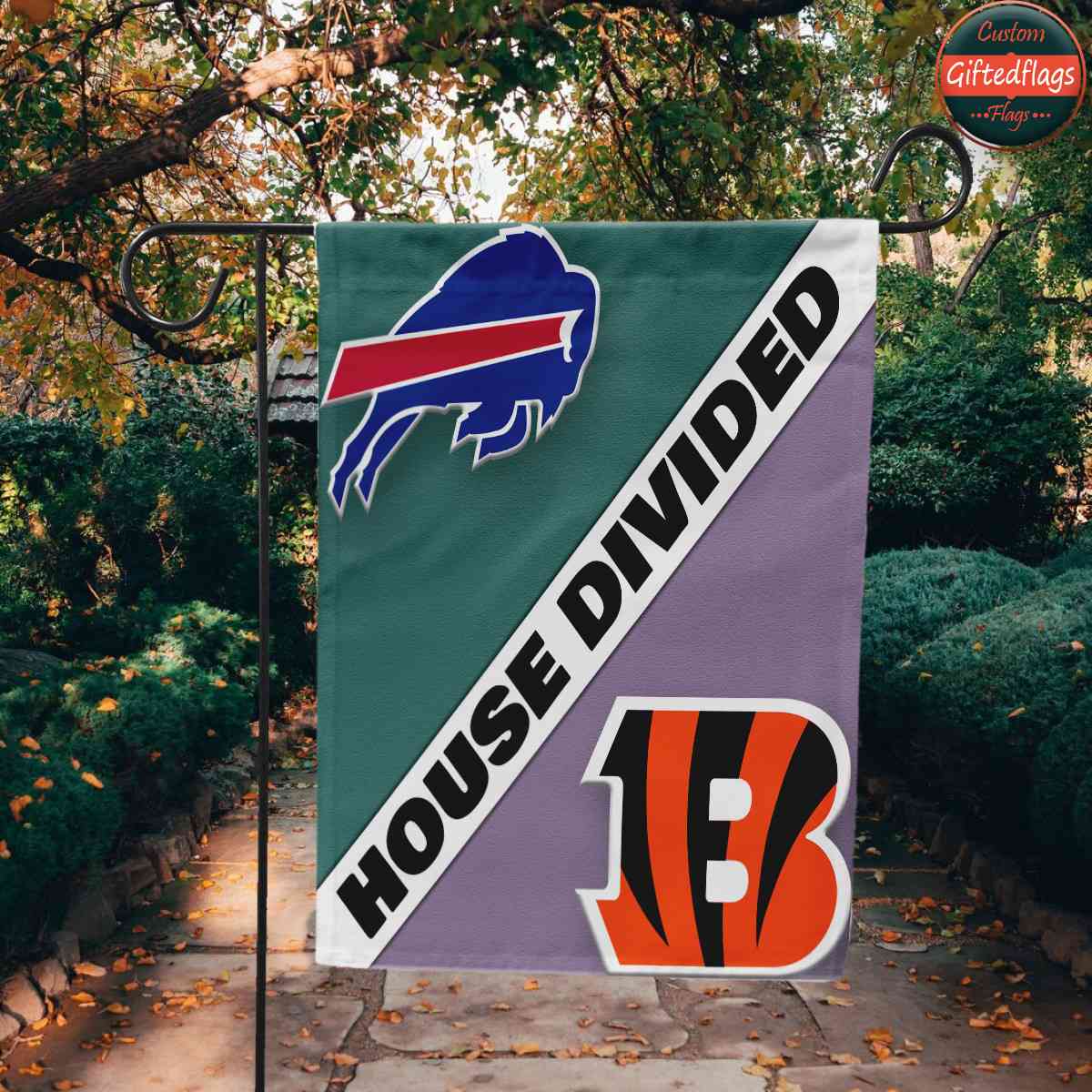 Buffalo Bills vs. Cincinnati Bengals House Divided Flag, Bills House Divided Flag Buffalo Bills vs. Cincinnati Bengals House Divided Flag, Bills House Divided Flag