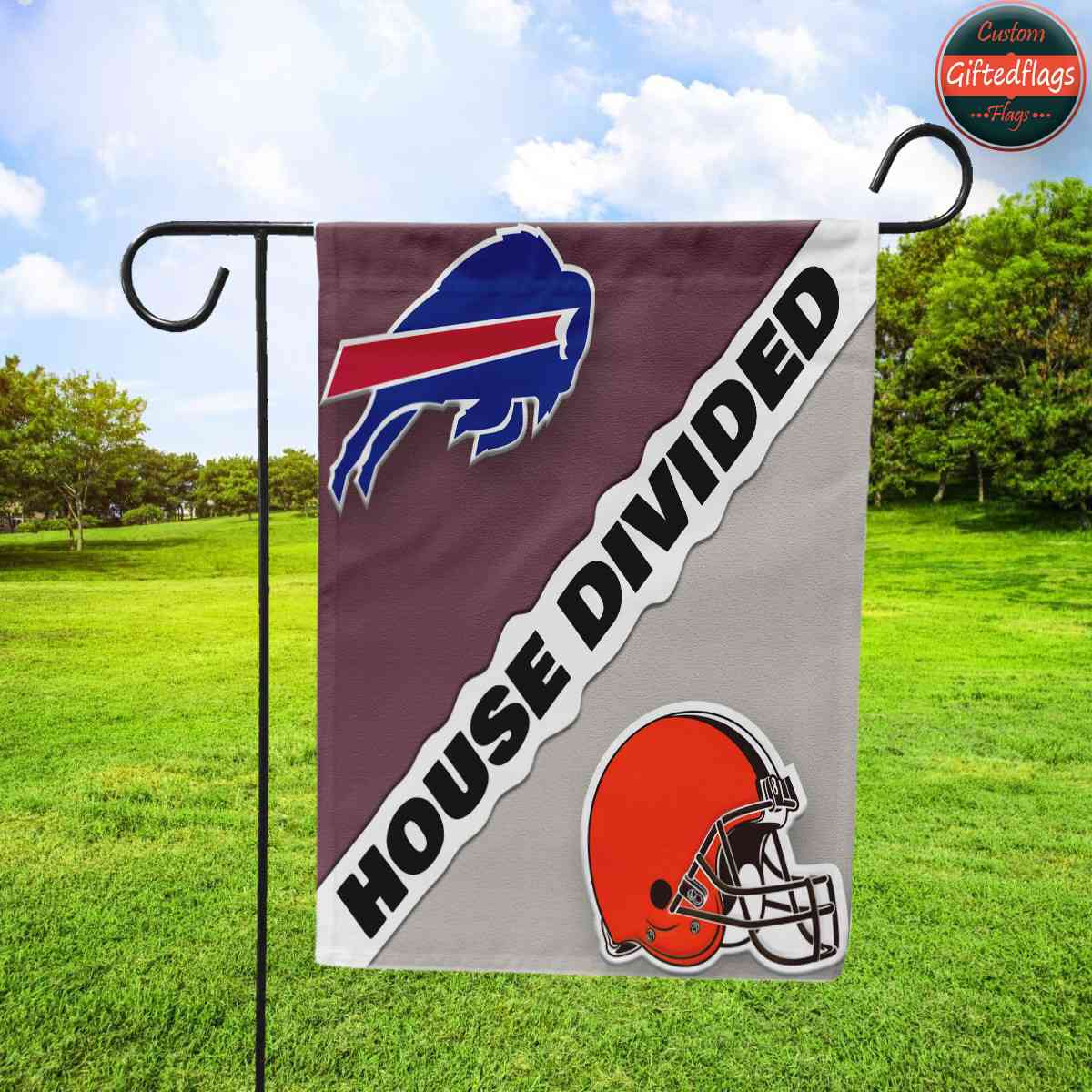 Buffalo Bills vs. Cleveland Browns House Divided Flag, Bills House Divided Flag