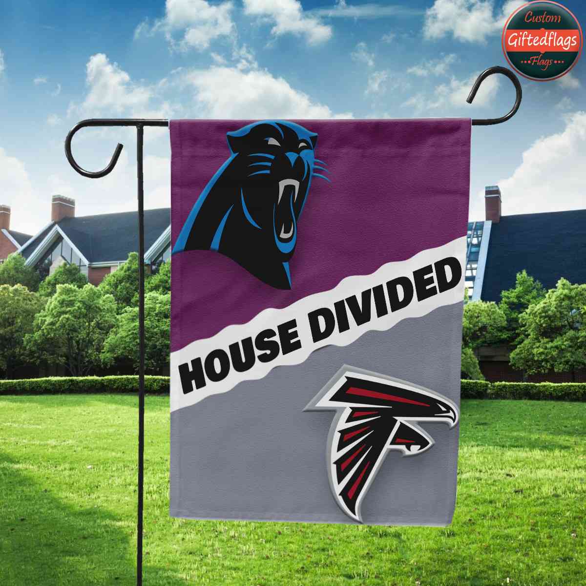 Carolina Panthers vs. Atlanta Falcons House Divided Flag, Panthers House Divided Flag Carolina Panthers vs. Atlanta Falcons House Divided Flag, Panthers House Divided Flag