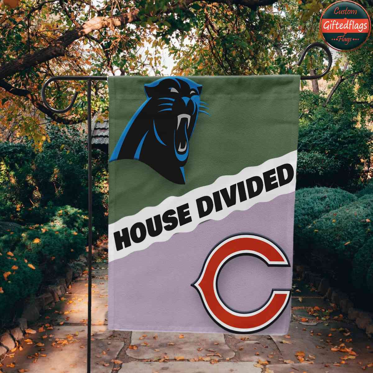 Carolina Panthers vs. Chicago Bears House Divided Flag, Panthers House Divided Flag Carolina Panthers vs. Chicago Bears House Divided Flag, Panthers House Divided Flag