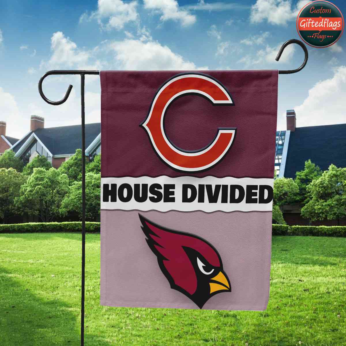 Chicago Bears vs. Arizona Cardinals House Divided Flag, Bears House Divided Flag