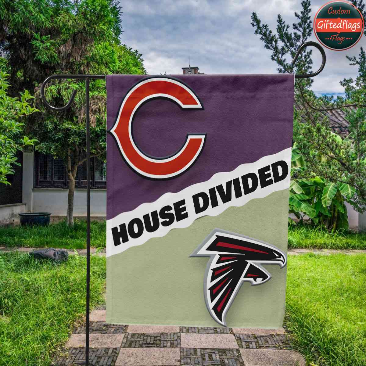 Chicago Bears vs. Atlanta Falcons House Divided Flag, Bears House Divided Flag