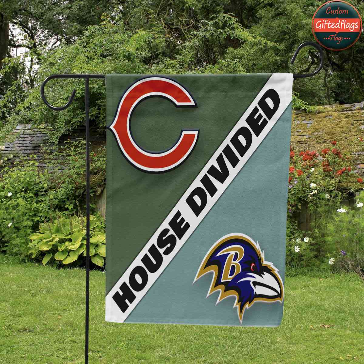 Chicago Bears vs. Baltimore Ravens House Divided Flag, Bears House Divided Flag Chicago Bears vs. Baltimore Ravens House Divided Flag, Bears House Divided Flag