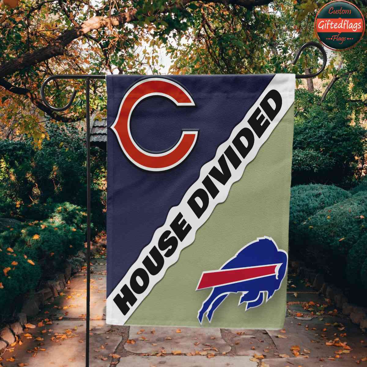 Chicago Bears vs. Buffalo Bills House Divided Flag, Bears House Divided Flag Chicago Bears vs. Buffalo Bills House Divided Flag, Bears House Divided Flag
