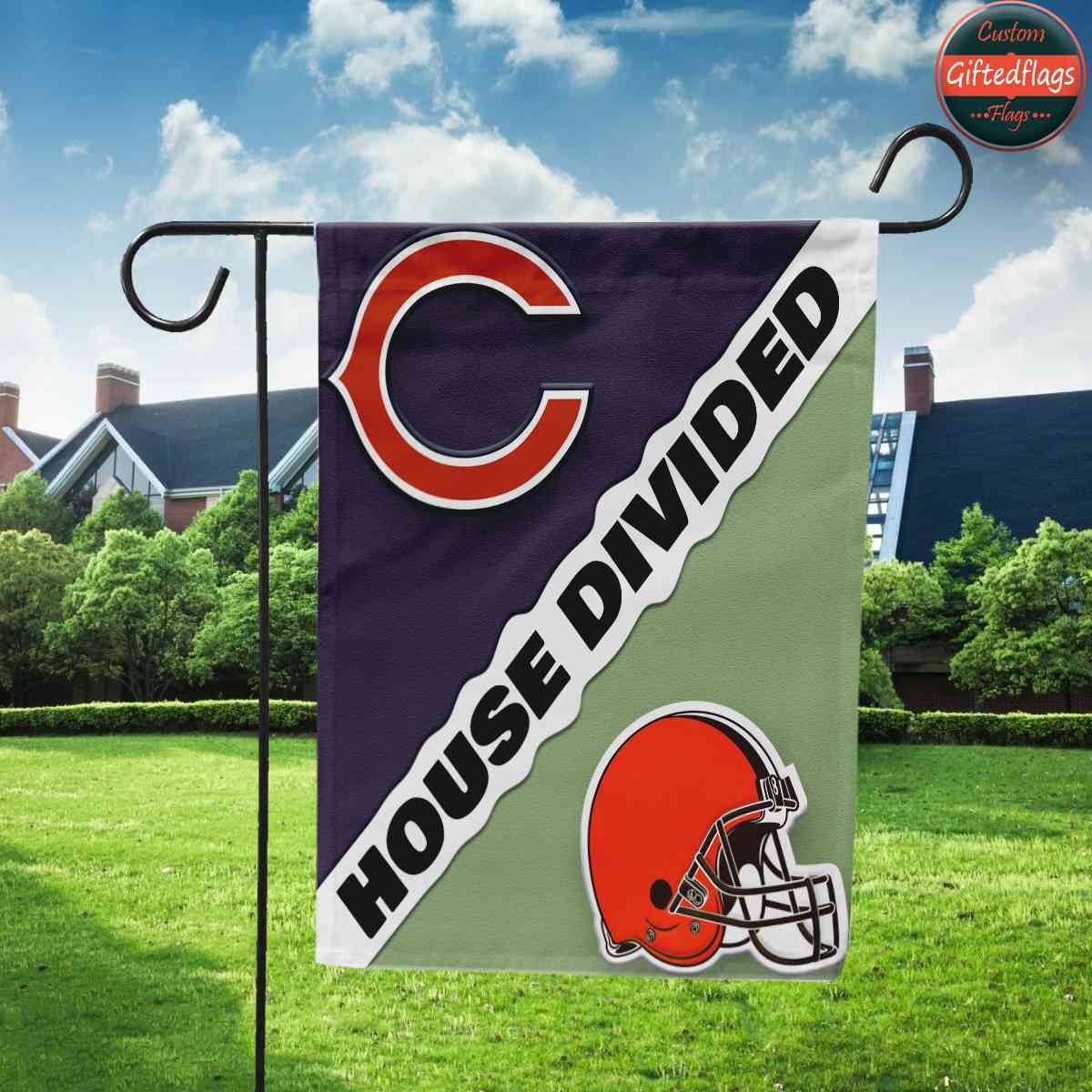 Chicago Bears vs. Cleveland Browns House Divided Flag, Bears House Divided Flag