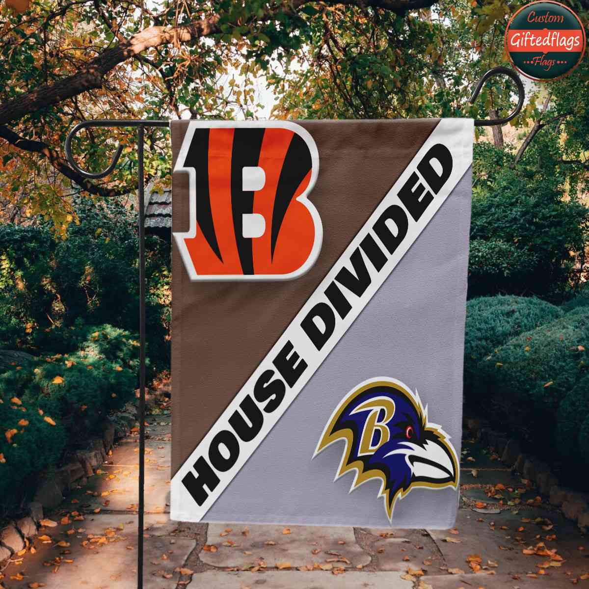 Cincinnati Bengals vs. Baltimore Ravens House Divided Flag, Bengals House Divided Flag Cincinnati Bengals vs. Baltimore Ravens House Divided Flag, Bengals House Divided Flag