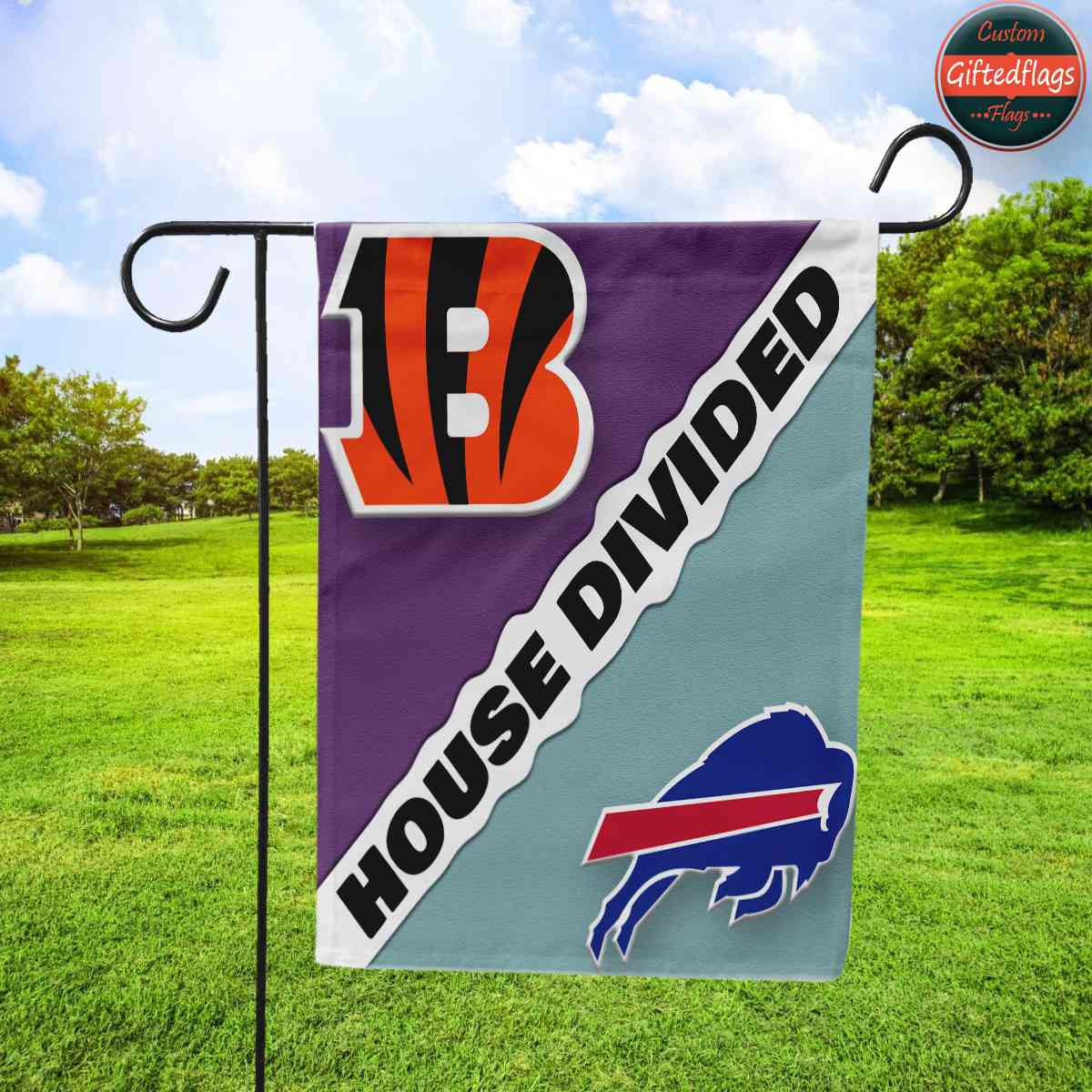 Cincinnati Bengals vs. Buffalo Bills House Divided Flag, Bengals House Divided Flag Cincinnati Bengals vs. Buffalo Bills House Divided Flag, Bengals House Divided Flag