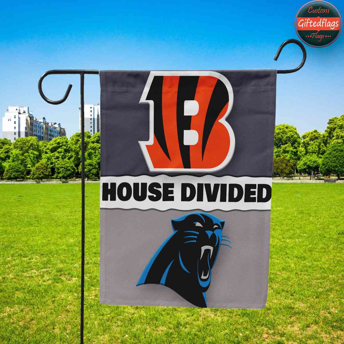 Cincinnati Bengals vs. Carolina Panthers House Divided Flag, Bengals House Divided Flag