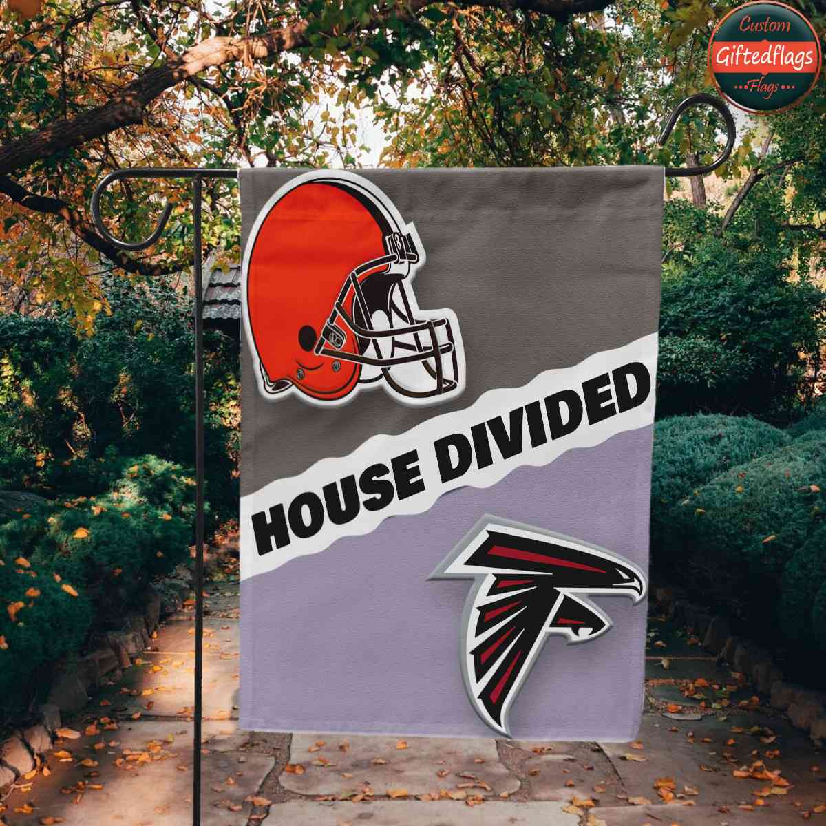 Cleveland Browns vs. Atlanta Falcons House Divided Flag, Browns House Divided Flag Cleveland Browns vs. Atlanta Falcons House Divided Flag, Browns House Divided Flag