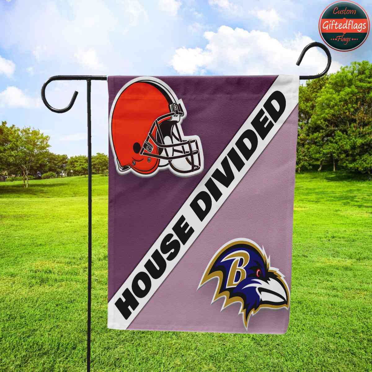 Cleveland Browns vs. Baltimore Ravens House Divided Flag, Browns House Divided Flag
