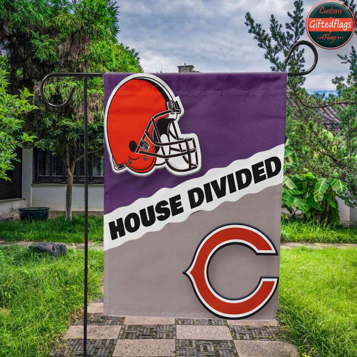 Cleveland Browns vs. Chicago Bears House Divided Flag, Browns House Divided Flag Cleveland Browns vs. Chicago Bears House Divided Flag, Browns House Divided Flag