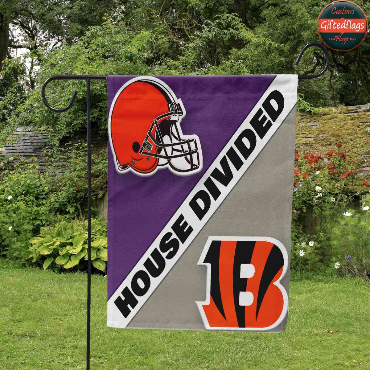 Cleveland Browns vs. Cincinnati Bengals House Divided Flag, Browns House Divided Flag