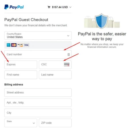 How to pay without a Paypal account Step 3